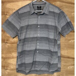 Hurley Tailored Fit Men’s XL  Gray striped Short Sleeve Button up Shirt